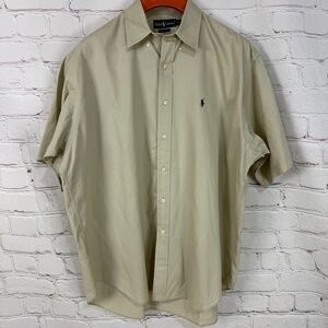 Ralph Lauren Tan Casual Button Down Shirt Relaxed Fit size Xl 100 % cotton